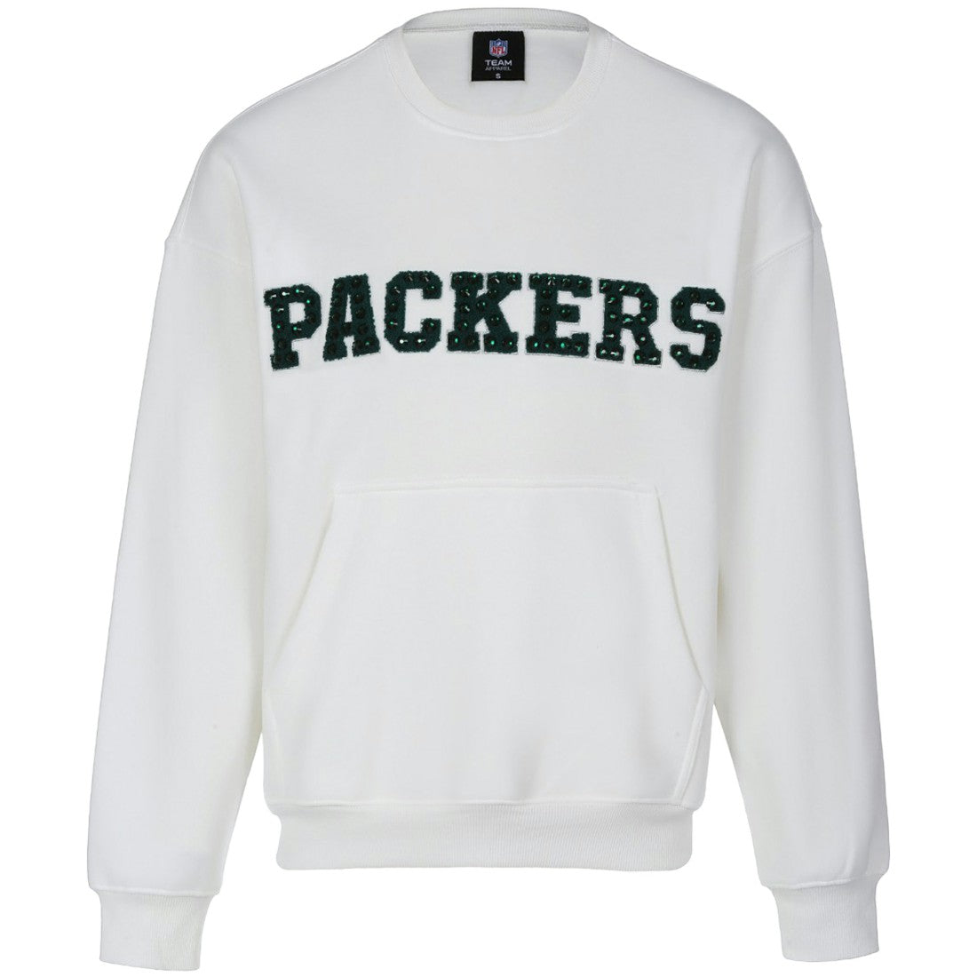 Green Bay Packers Cuce Women's Chenille Jeweled Sweatshirt White
