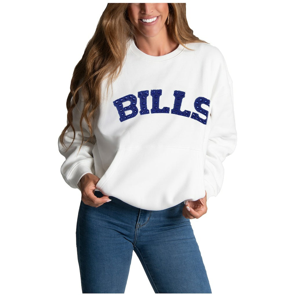 Buffalo Bills Cuce Women's Chenille Jeweled Sweatshirt White