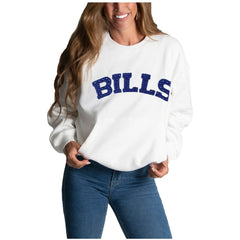Buffalo Bills Cuce Women's Chenille Jeweled Sweatshirt White