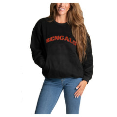 Cincinnati Bengals Cuce Women's Chenille Jeweled Sweatshirt Black