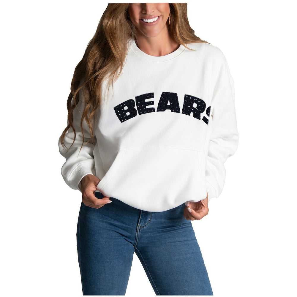 Chicago Bears Cuce Women's Chenille Jeweled Sweatshirt White
