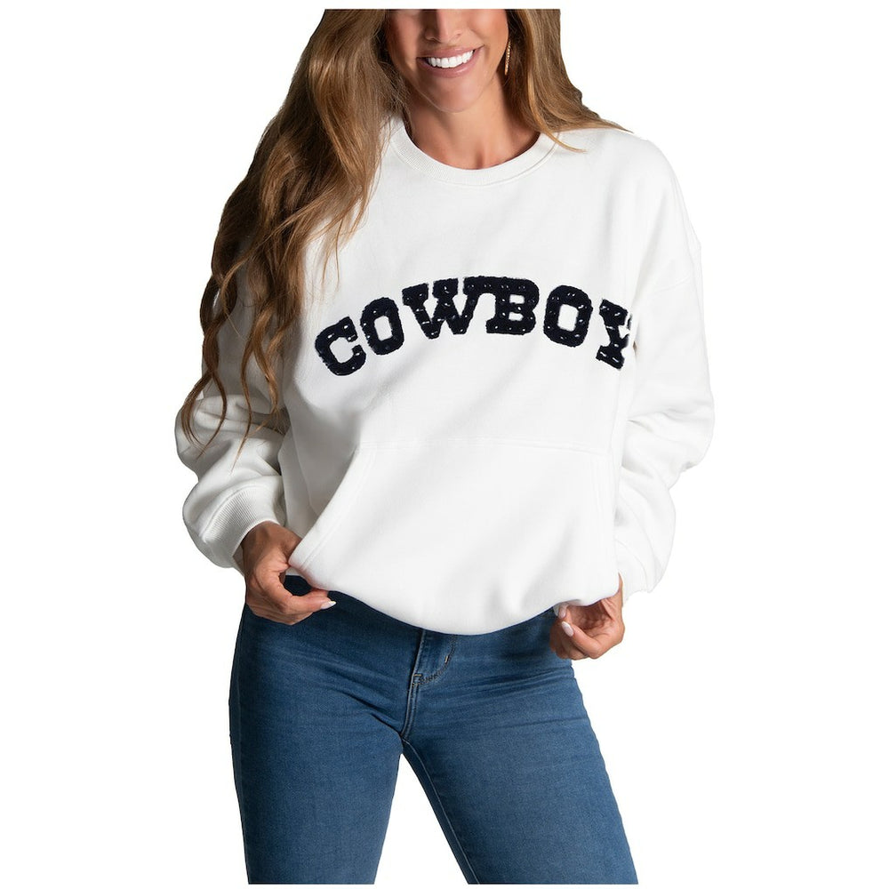 Dallas Cowboys Cuce Women's Chenille Jeweled Sweatshirt White