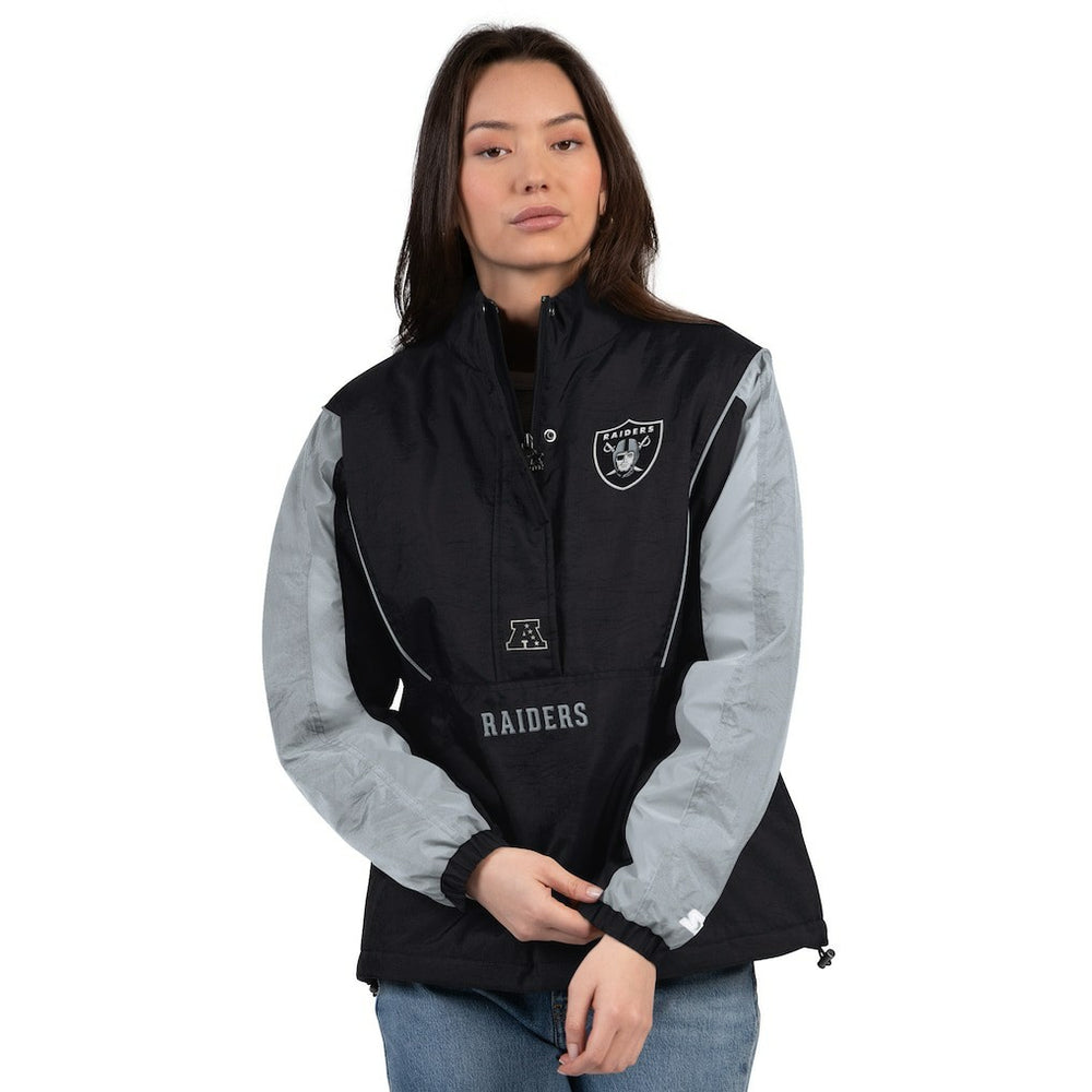 Las Vegas Raiders Starter Women's Thursday Night Gridiron Half-Zip Jacket Black/Silver