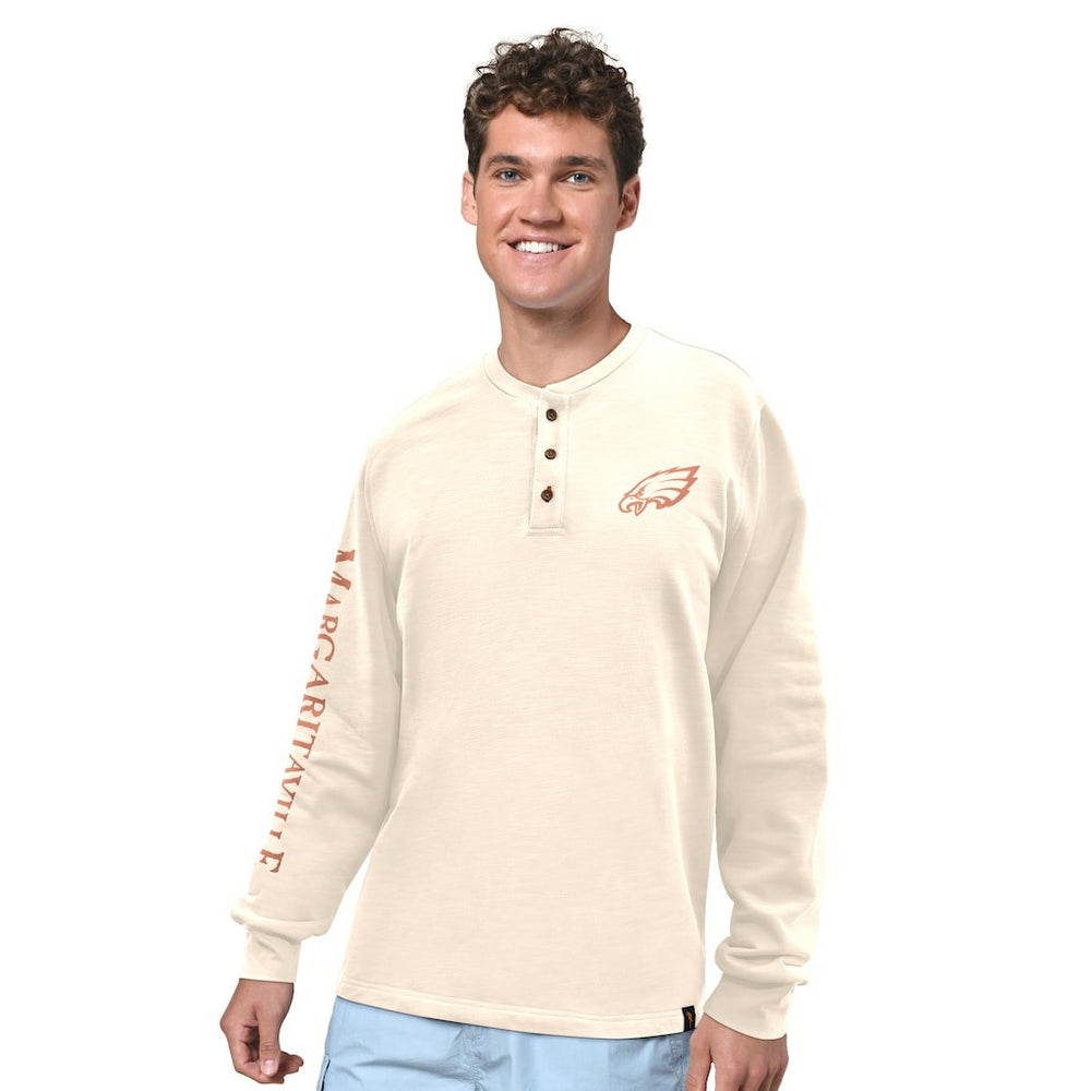 Philadelphia Eagles Margaritaville Five O'Clock Henley Long Sleeve T-Shirt Cream