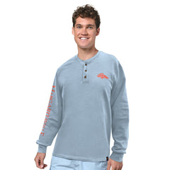 Denver Broncos Margaritaville Five O'Clock Henley Long Sleeve T-Shirt Light Blue