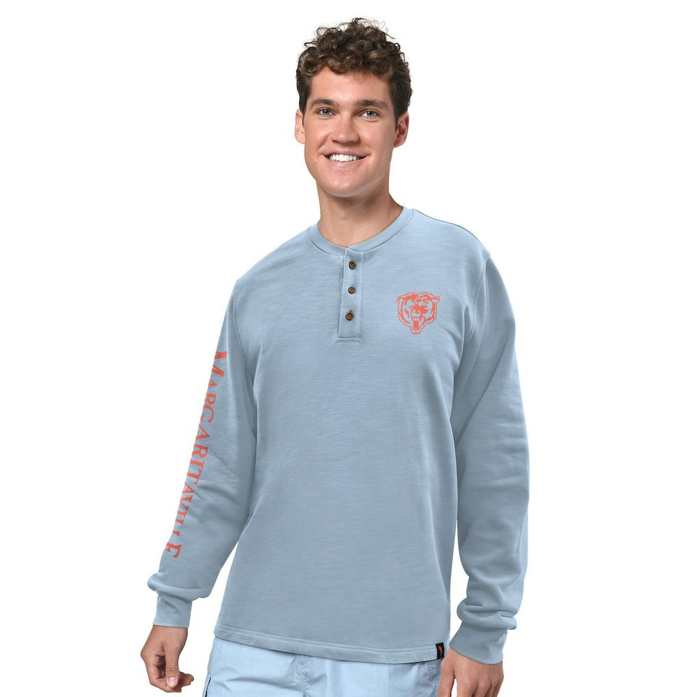 Chicago Bears Margaritaville Five O'Clock Henley Long Sleeve T-Shirt Light Blue