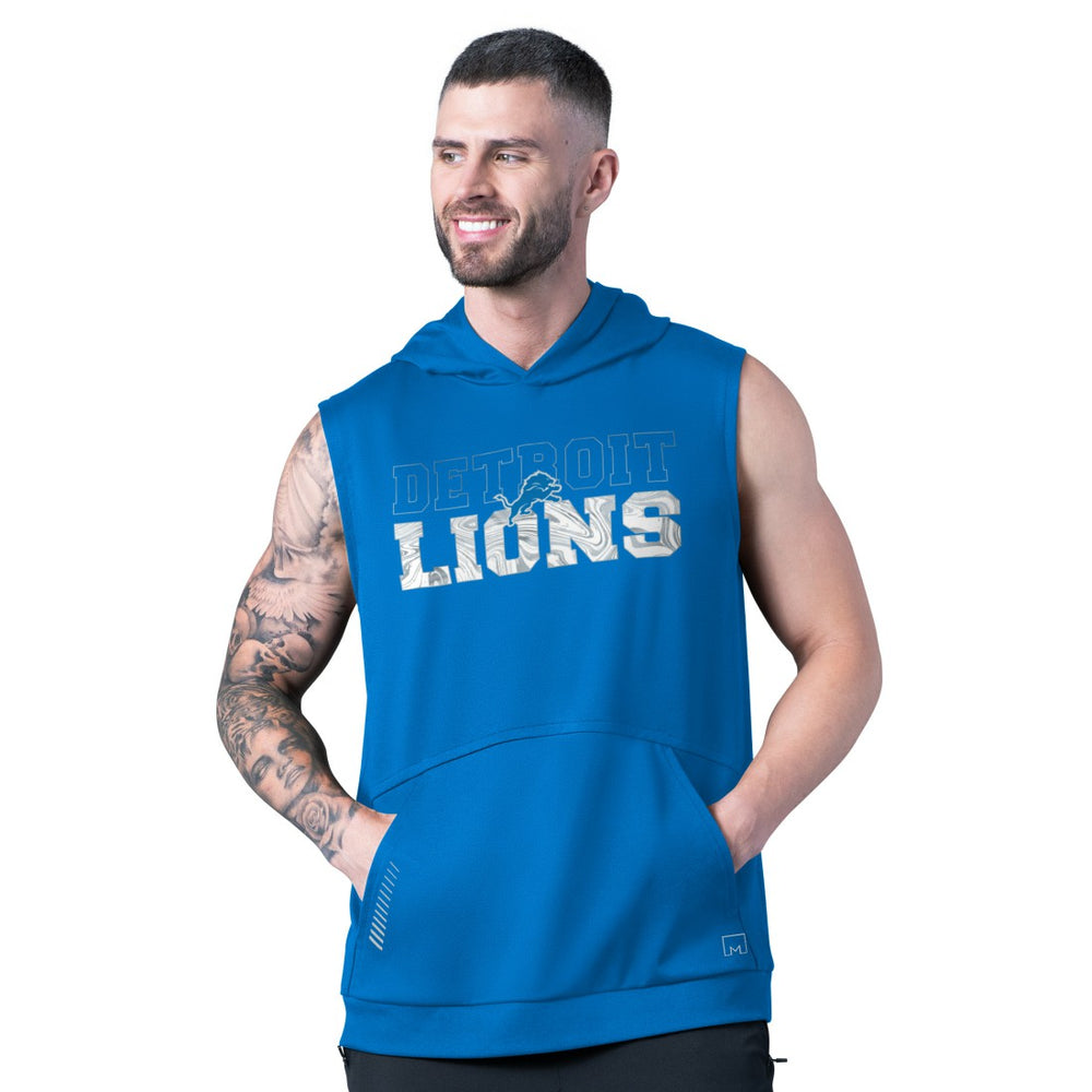 Detroit Lions MSX by Michael Strahan Tri-Blend Rebound Sleeveless Hoodie Blue