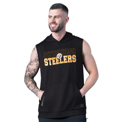 Pittsburgh Steelers MSX by Michael Strahan Tri-Blend Rebound Sleeveless Hoodie Black