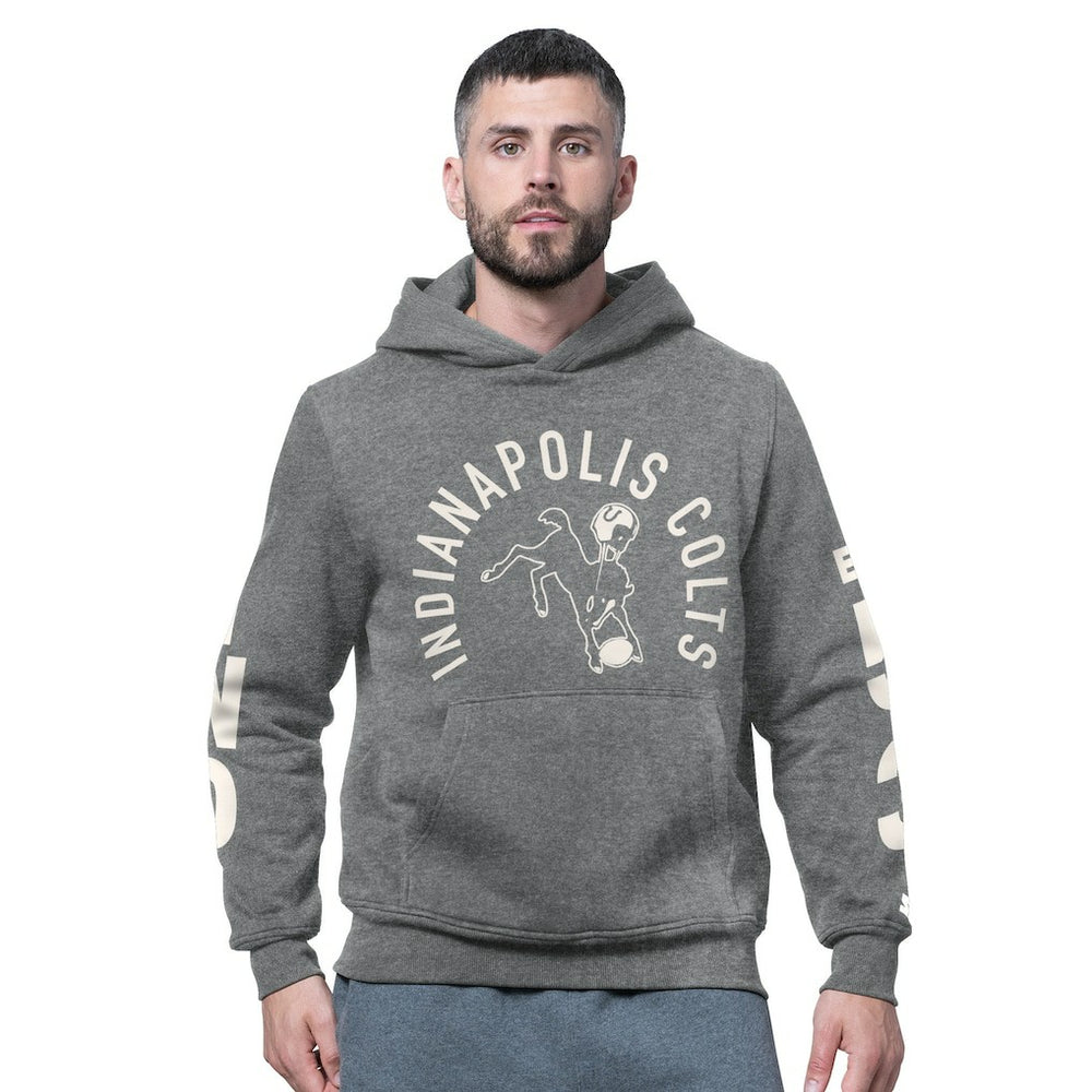 Indianapolis Colts Starter Handoff Vintage Logo Fleece Hoodie Sweatshirt Charcoal