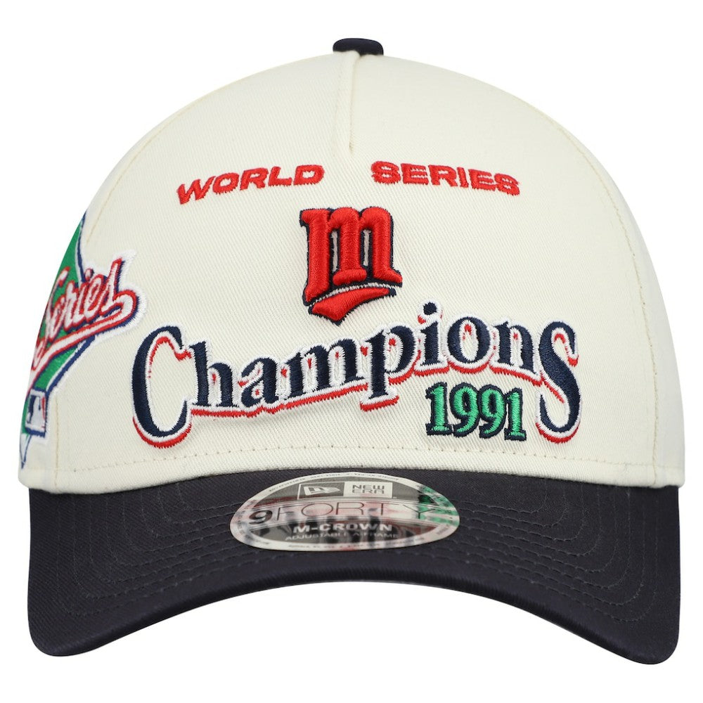Minnesota Twins New Era World Series 9FORTY M-Crown Adjustable Hat - Cream/Navy - New Era Discount