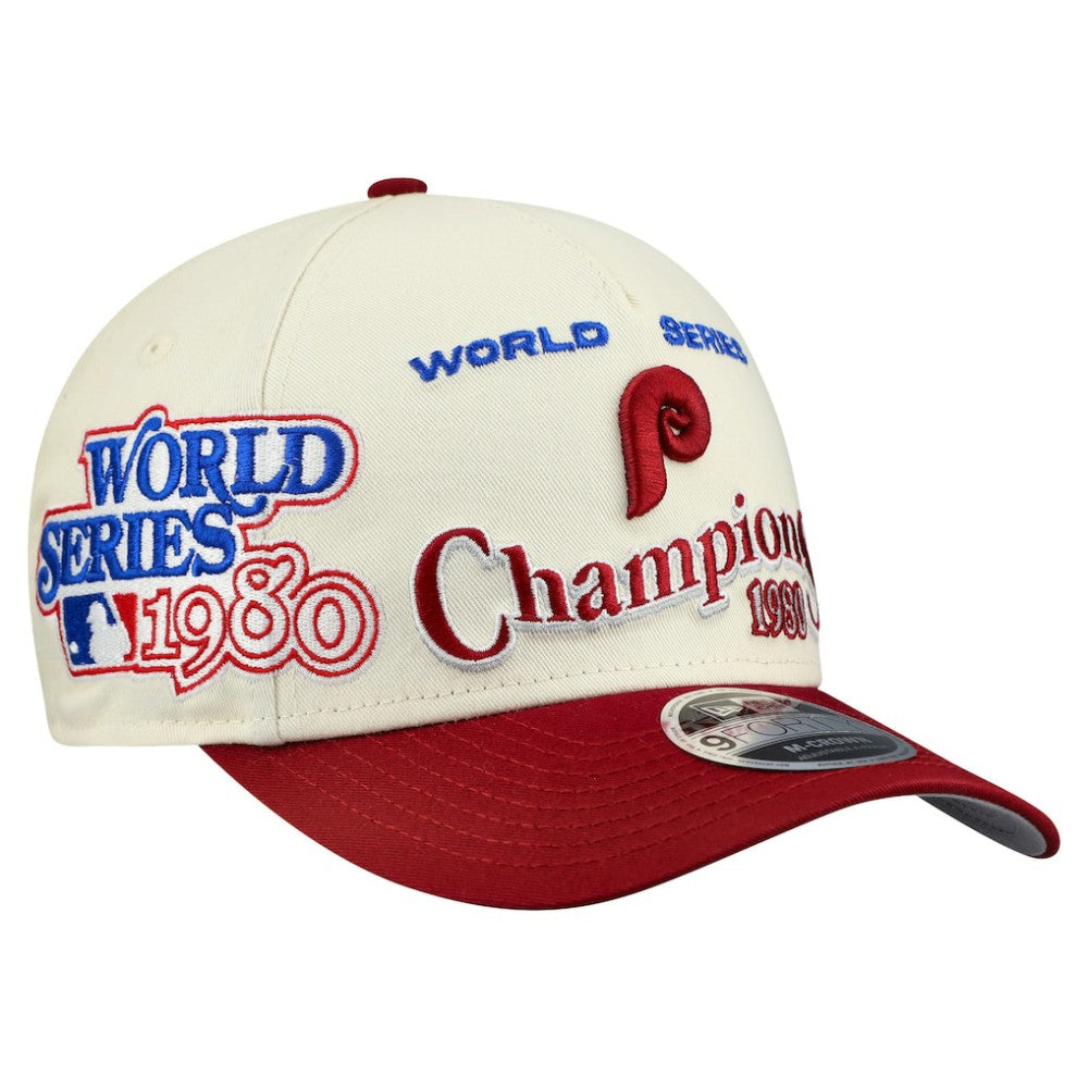 Philadelphia Phillies New Era World Series 9FORTY M-Crown A-Frame Adjustable Hat - Cream/Red - New Era Online