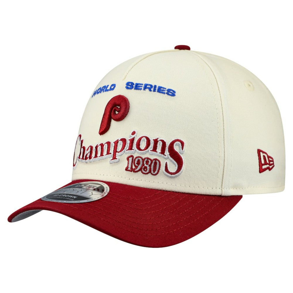 Philadelphia Phillies New Era World Series 9FORTY M-Crown A-Frame Adjustable Hat - Cream/Red - New Era Online