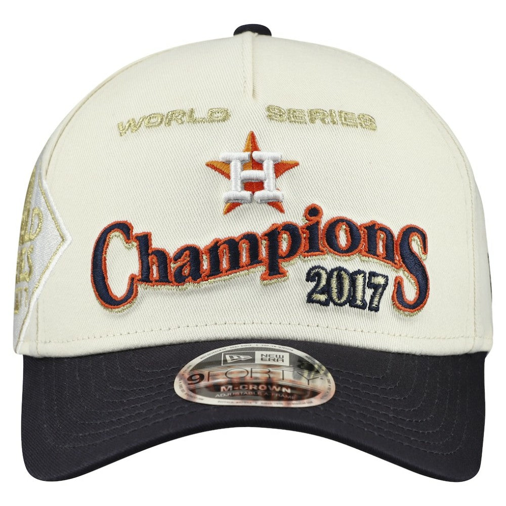 Houston Astros New Era World Series 9FORTY M-Crown A-Frame Adjustable Hat - Cream/Navy - New Era Lifestyle