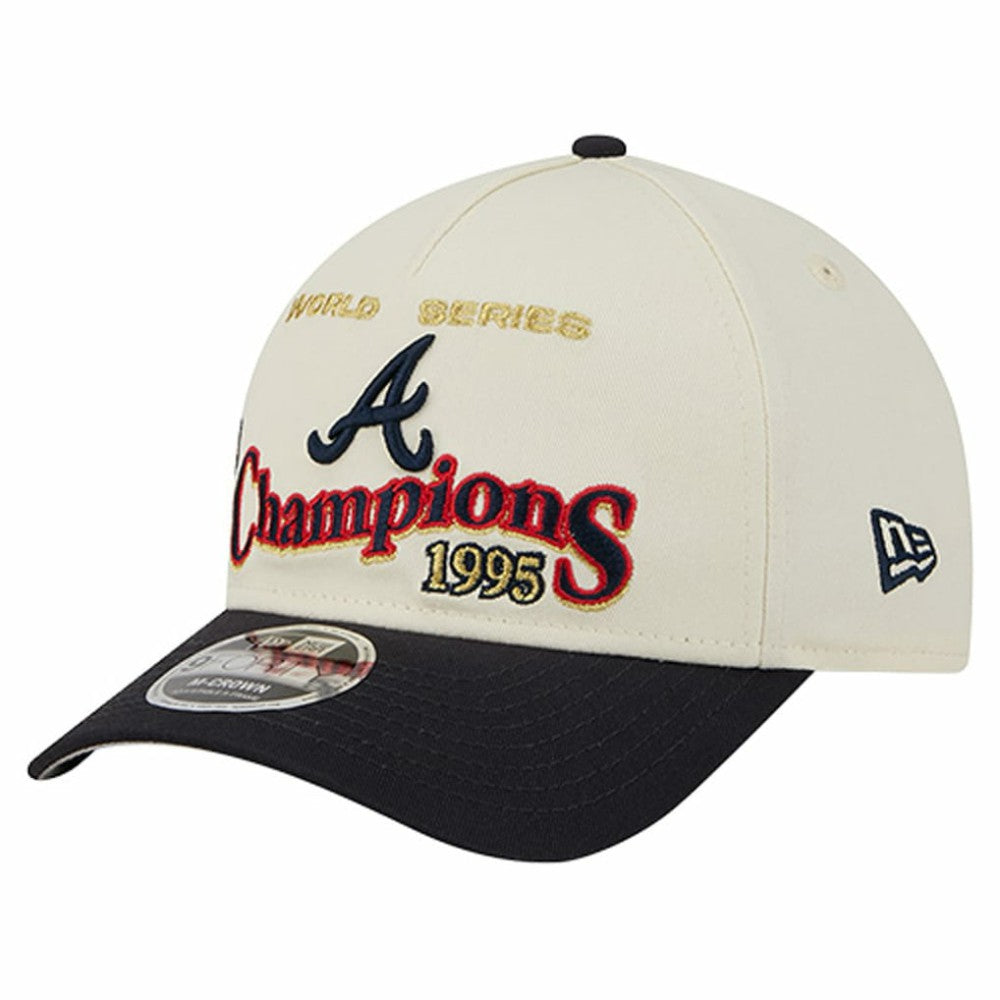 Atlanta Braves New Era World Series 9FORTY M-Crown Adjustable Hat - Cream/Navy - New Era Discount
