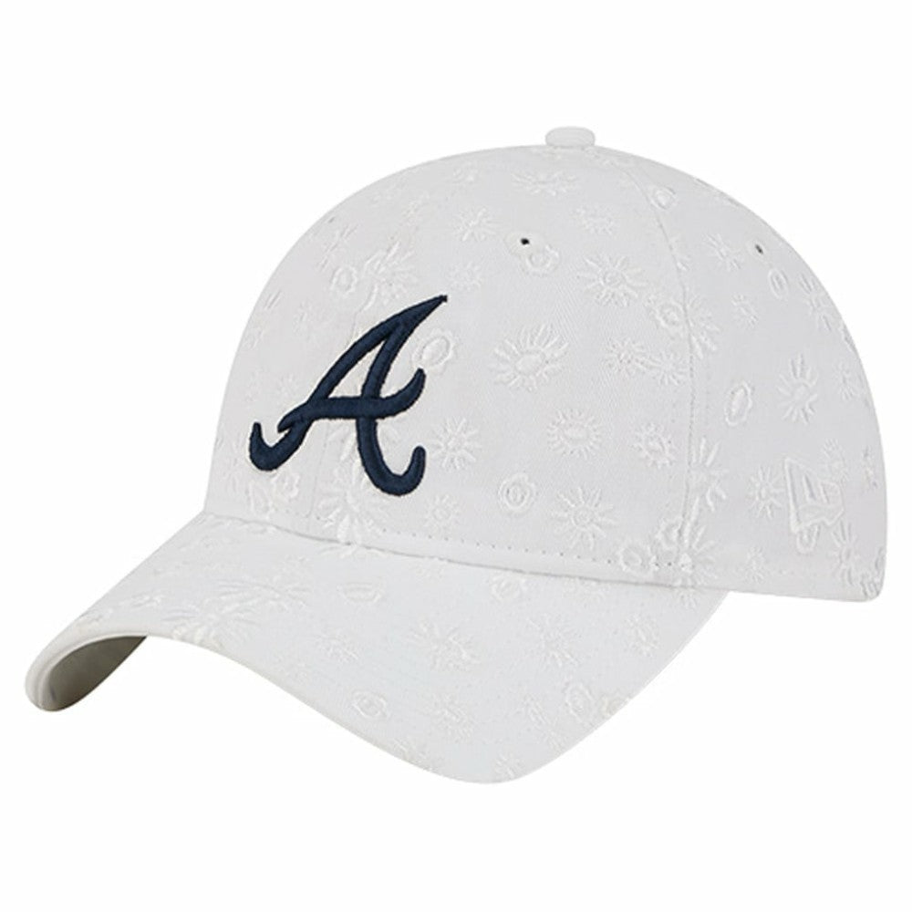 Atlanta Braves New Era Women's Floral Mesh 9TWENTY Adjustable Hat - White - New Era Online