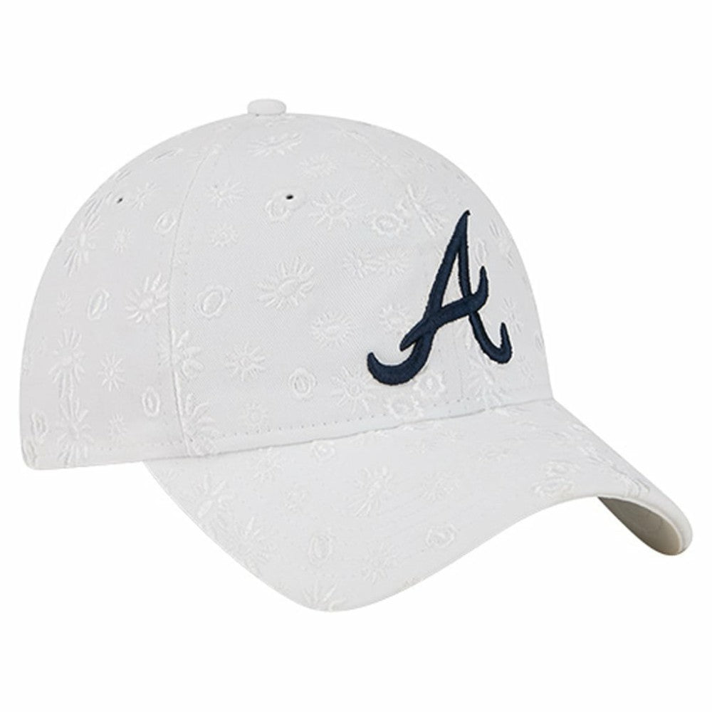 Atlanta Braves New Era Women's Floral Mesh 9TWENTY Adjustable Hat - White - New Era Online