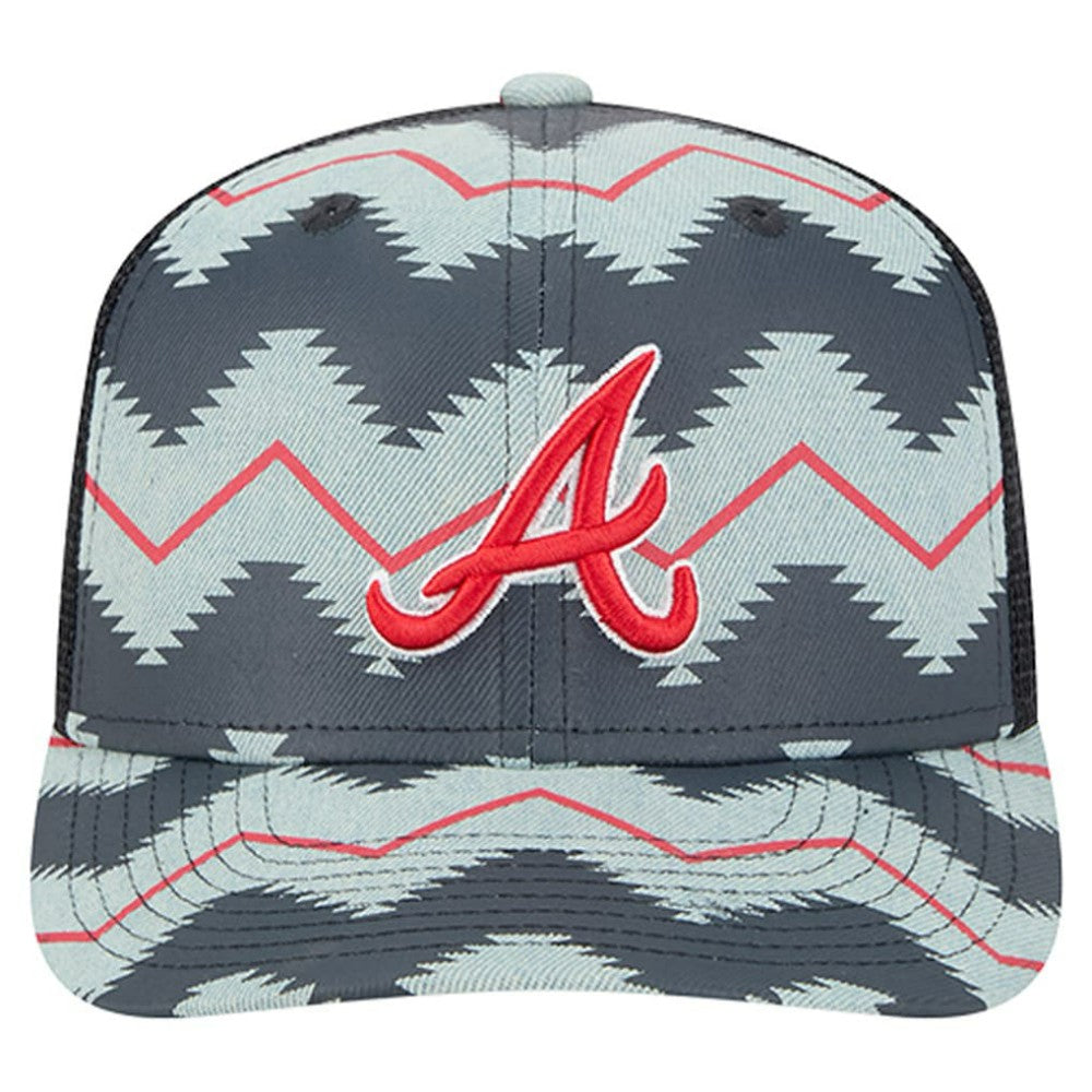 Atlanta Braves New Era Aztec Denim 9SEVENTY Adjustable Hat - Denim/Navy - New Era Discount