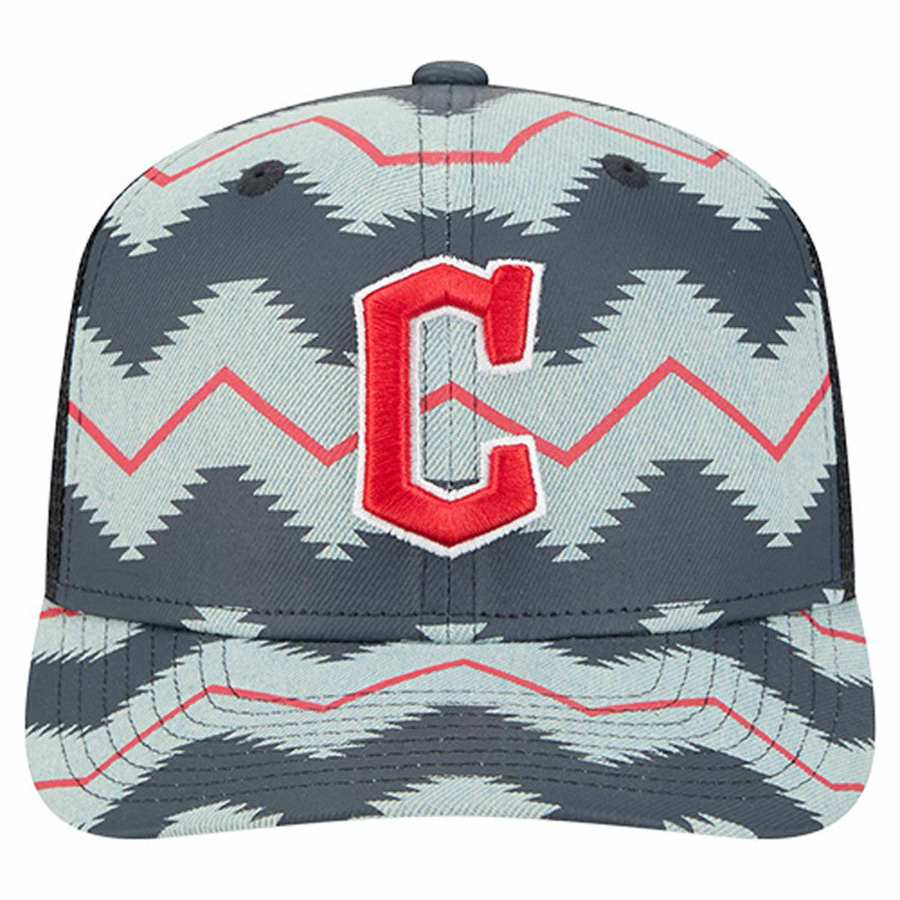 Cleveland Guardians New Era Aztec Denim 9SEVENTY Adjustable Hat - Denim/Navy - New Era Discount