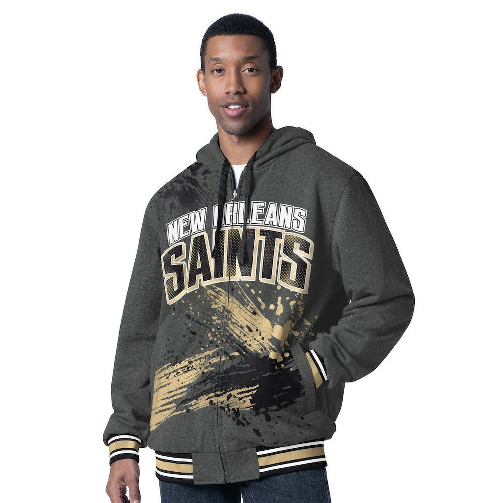 New Orleans Saints G-III Sports by Carl Banks Dual Threat Reversable Full-Zip Hooded Jacket Black/Charcoal