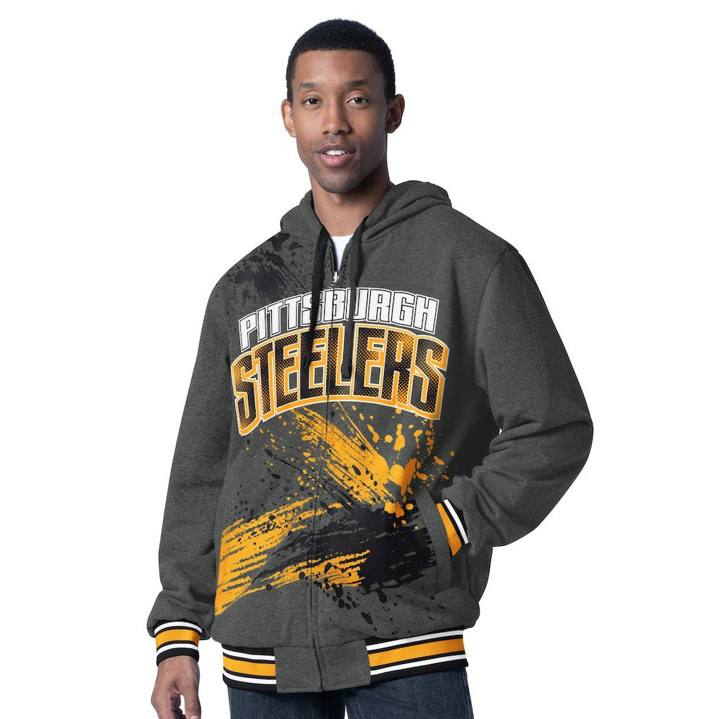Pittsburgh Steelers G-III Sports by Carl Banks Dual Threat Reversable Full-Zip Hooded Jacket Black/Charcoal