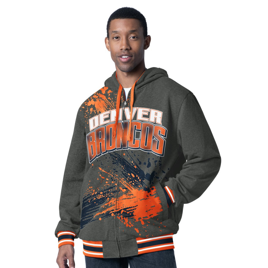 Denver Broncos G-III Sports by Carl Banks Dual Threat Reversable Full-Zip Hooded Jacket Orange/Charcoal