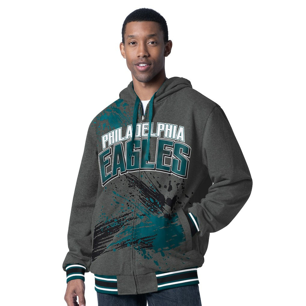 Philadelphia Eagles G-III Sports by Carl Banks Dual Threat Reversable Full-Zip Hooded Jacket Midnight Green/Charcoal