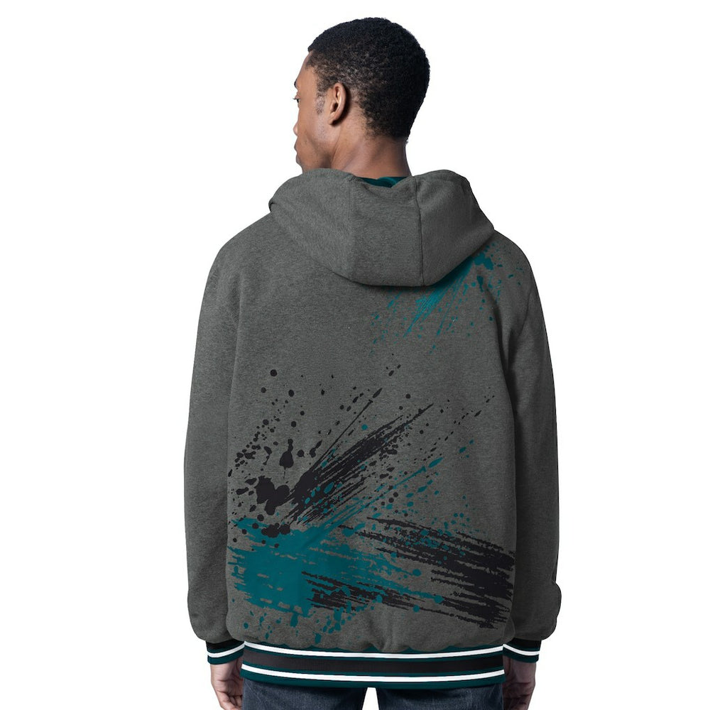 Philadelphia Eagles G-III Sports by Carl Banks Dual Threat Reversable Full-Zip Hooded Jacket Midnight Green/Charcoal