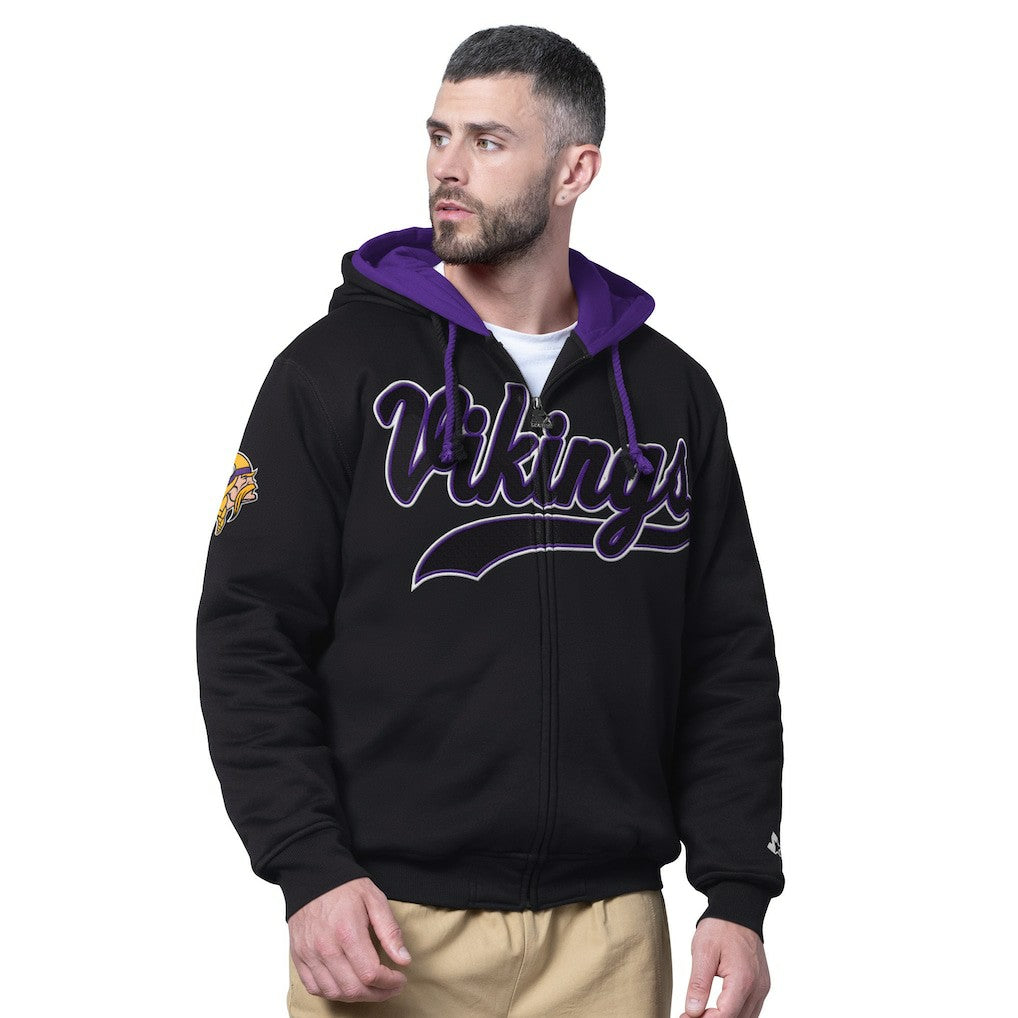 Minnesota Vikings Starter Big Shot Full-Zip Double Hoodie Black