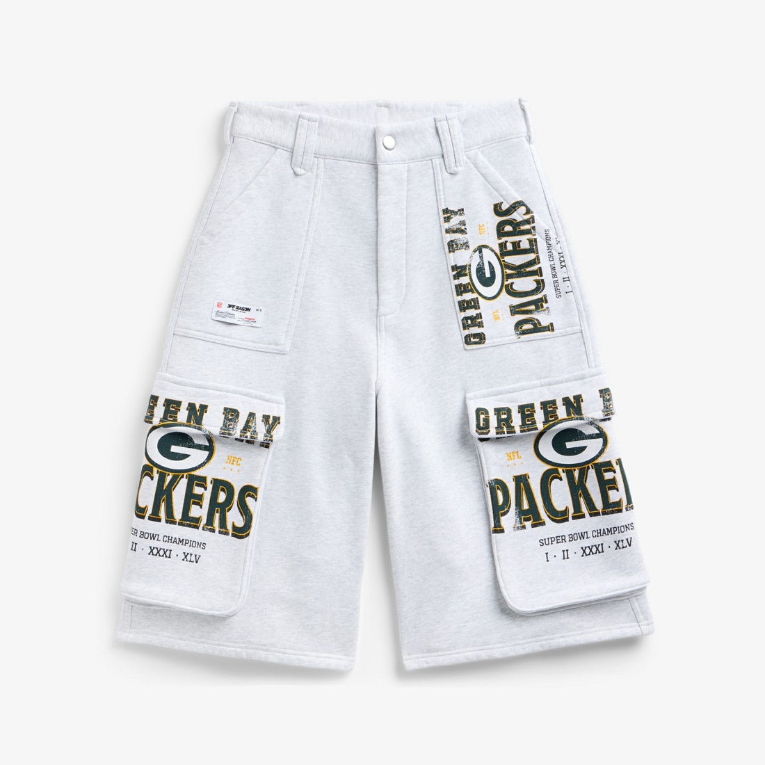 Green Bay Packers Off Season x NFL Women's Fleece Cargo Shorts Heather Gray