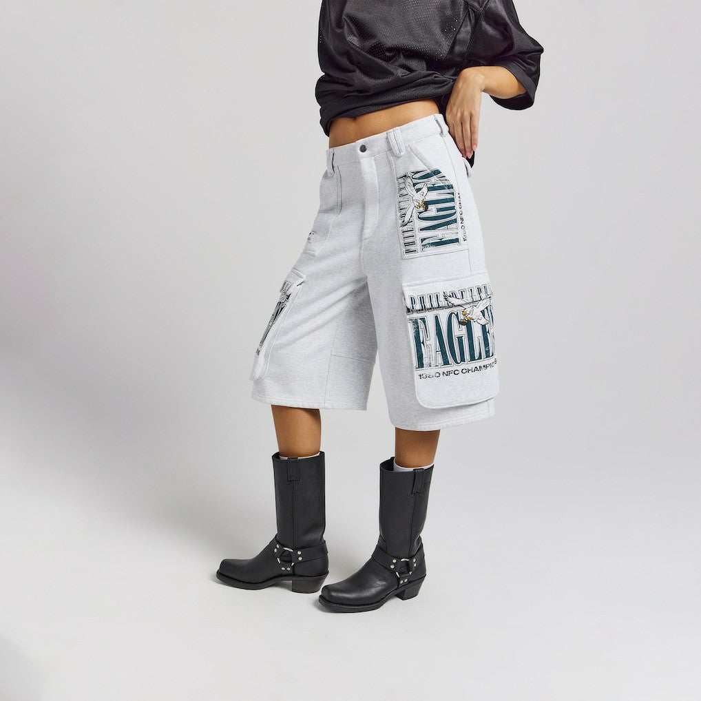 Philadelphia Eagles Off Season x NFL Women's Fleece Cargo Shorts Heather Gray