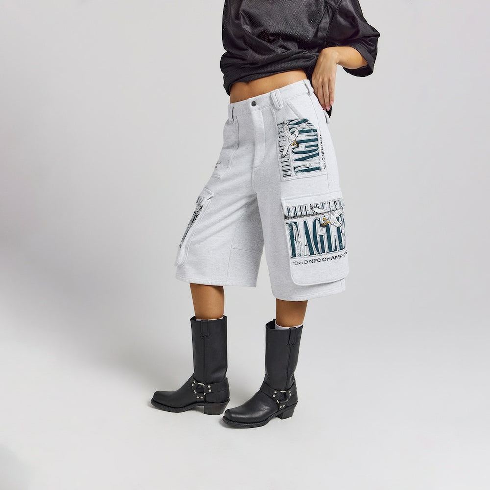 Philadelphia Eagles Off Season x NFL Women's Fleece Cargo Shorts Heather Gray