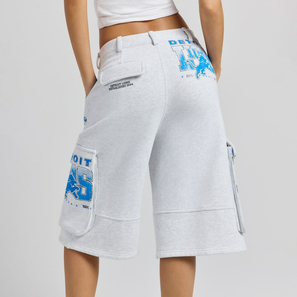 Detroit Lions Off Season x NFL Women's Fleece Cargo Shorts Heather Gray