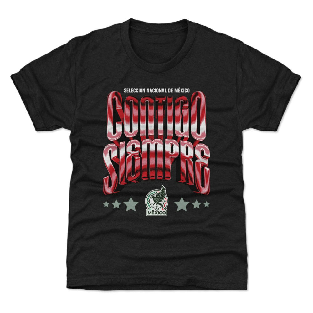 Mexico National Team 500 Level Youth Contigo Siempre Vintage T-Shirt Black