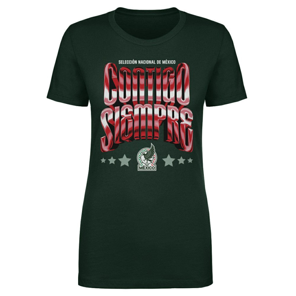 Mexico National Team 500 Level Women's Contigo Siempre Vintage T-Shirt Green