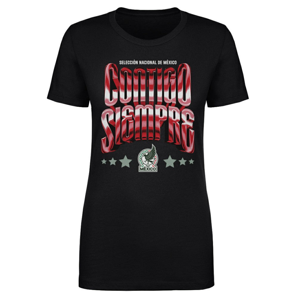 Mexico National Team 500 Level Women's Contigo Siempre Vintage T-Shirt Black