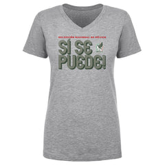 Mexico National Team 500 Level Women's Si Se Puede Inline Bold V-Neck T-Shirt Heather Gray