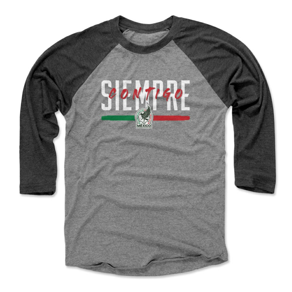 Mexico National Team 500 Level Siempre Contigo 3/4-Sleeve Tri-Blend Baseball T-Shirt Black/Heather Gray