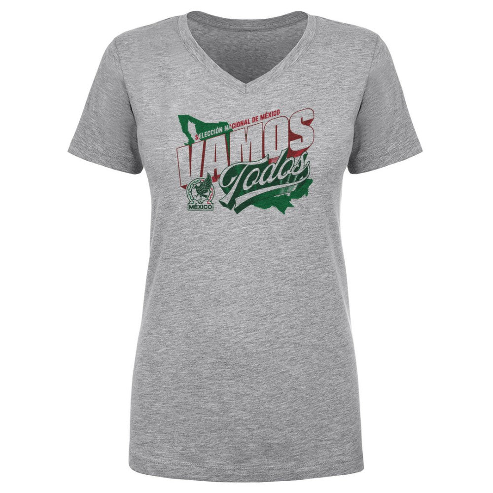 Mexico National Team 500 Level Women's Vamos Todos Country V-Neck T-Shirt Heather Gray