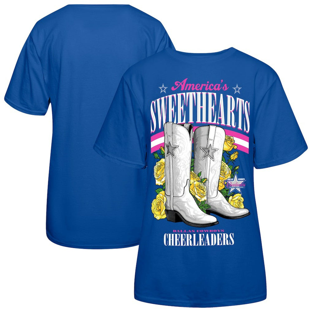 Dallas Cowboys Cheerleaders Women's Sweetheart Boots T-Shirt Royal