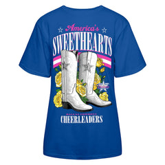 Dallas Cowboys Cheerleaders Women's Sweetheart Boots T-Shirt Royal