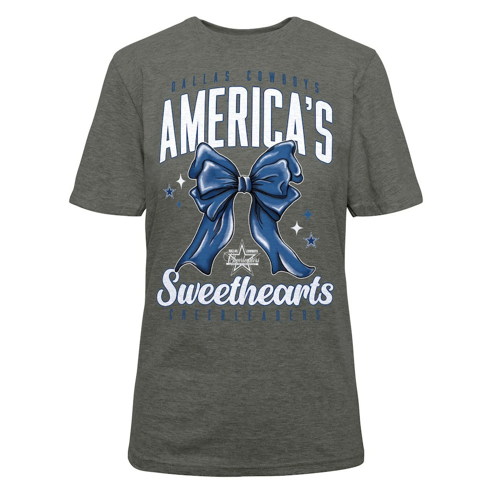 Dallas Cowboys Cheerleaders Women's Sweetheart Bow T-Shirt Gray