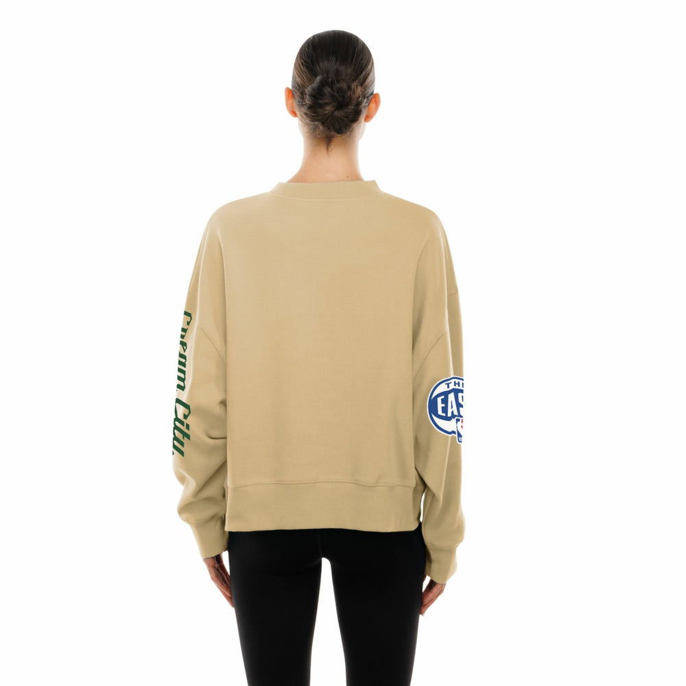 Milwaukee Bucks Women's 2025/26 City Edition Sweatshirt Tan | New Era for sale