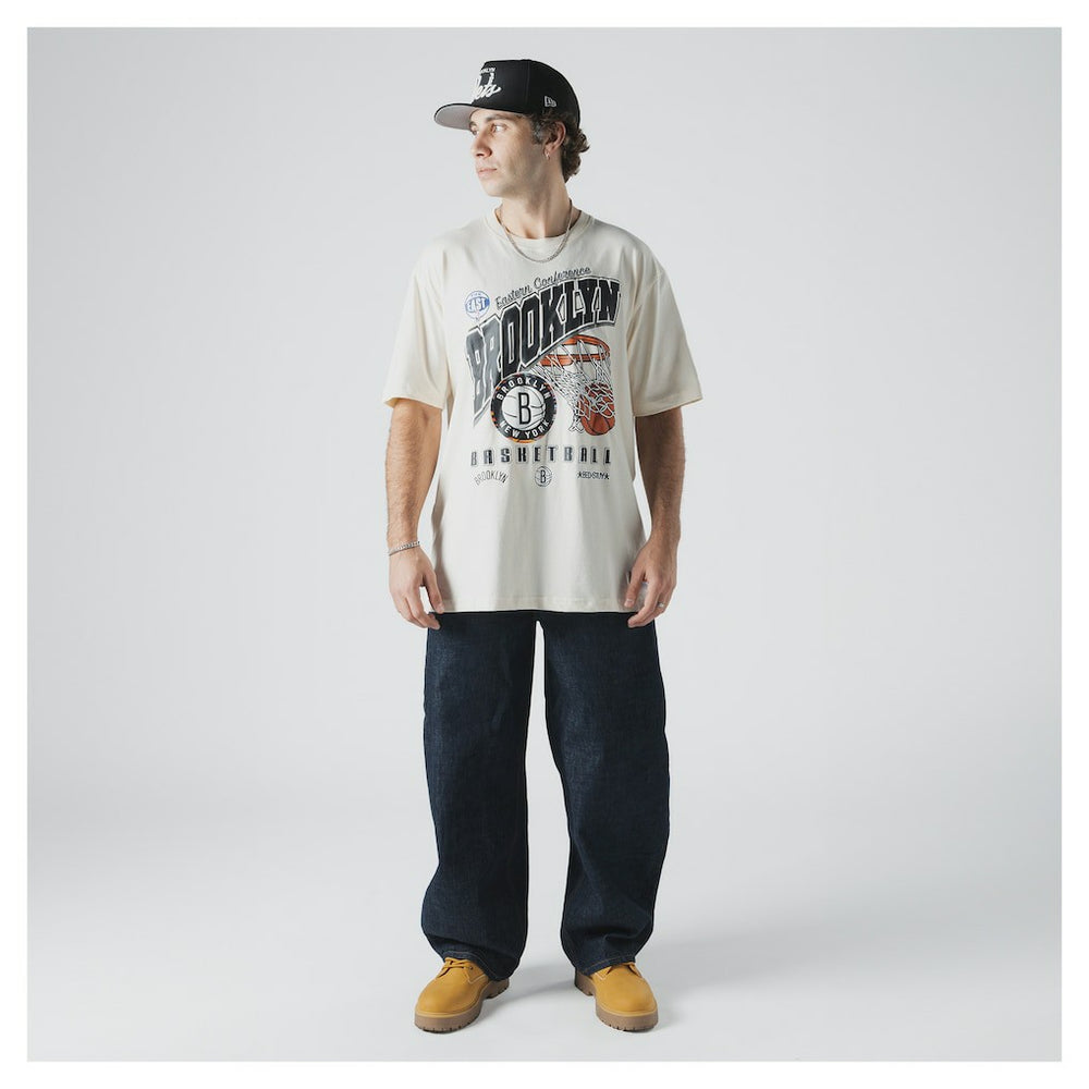 Brooklyn Nets Oversized City Edition Remix Vintage T-Shirt Cream | New Era