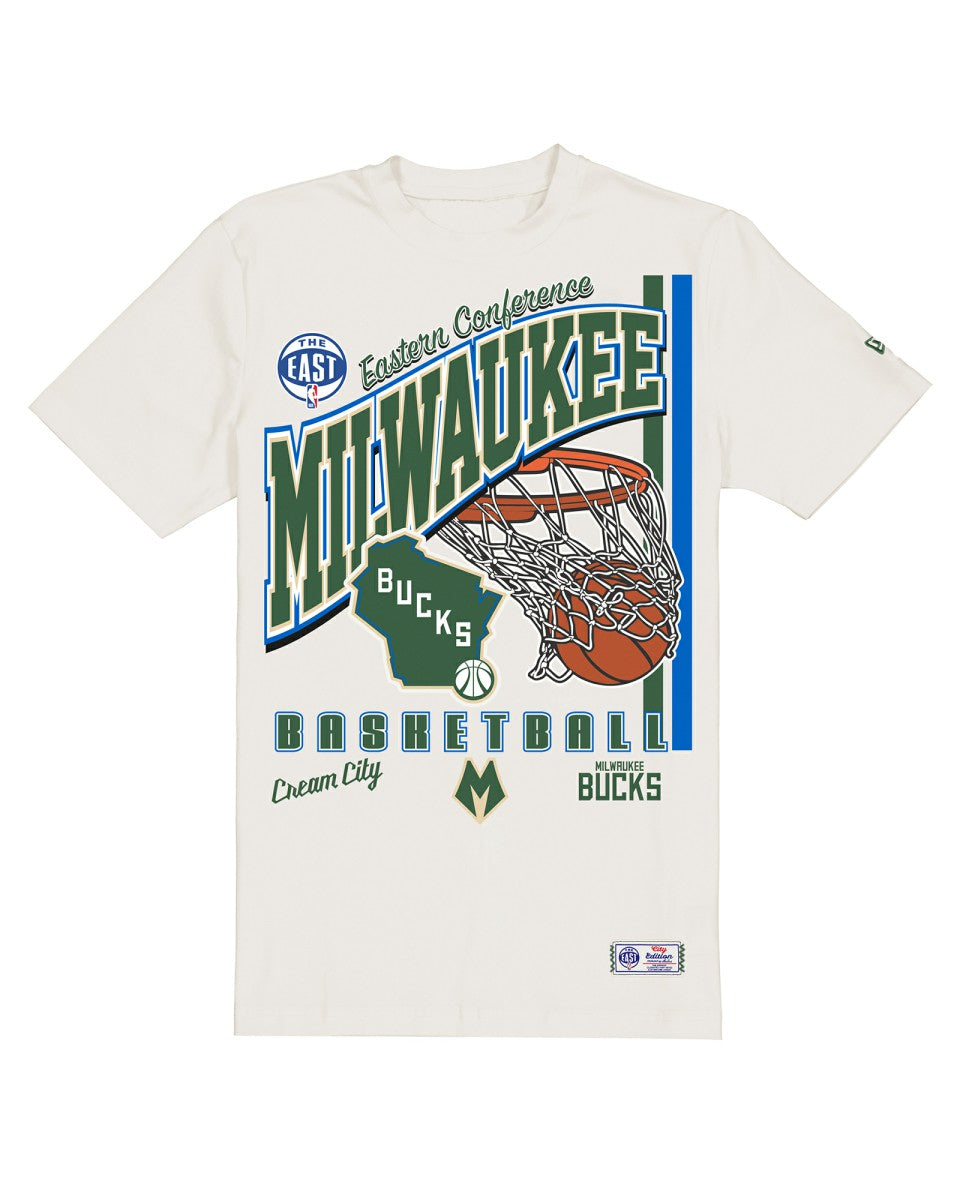 Milwaukee Bucks Oversized City Edition Remix Vintage T-Shirt Cream | New Era Lifestyle