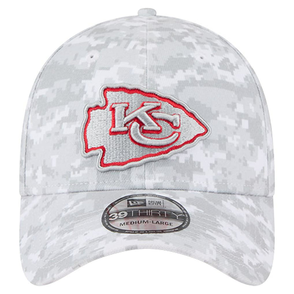Kansas City Chiefs New Era 2025 Salute to Service Digital Camo Fan Pack 39THIRTY Flex Hat White