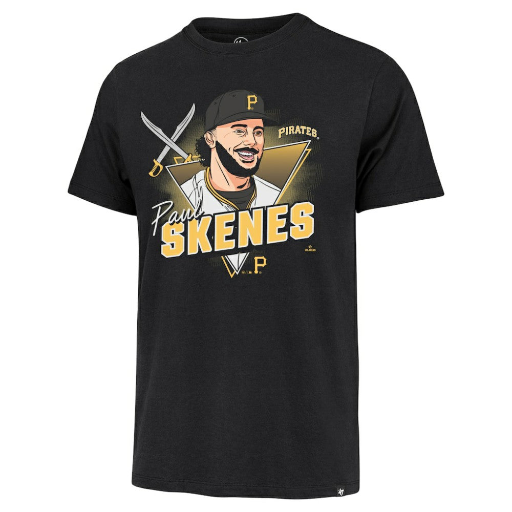 Paul Skenes Pittsburgh Pirates '47 Player Caricature Franklin T-Shirt - Black - 47 brand Lifestyle