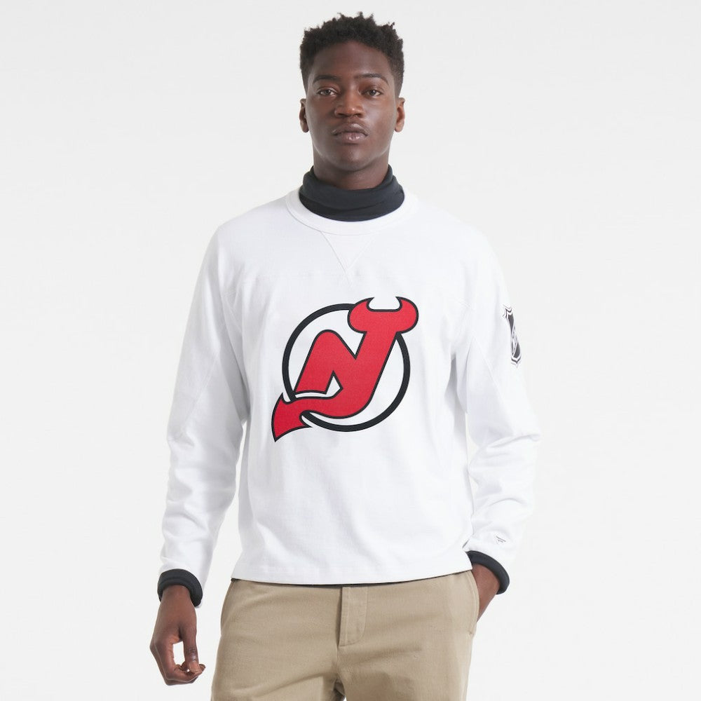 New Jersey Devils Todd Snyder Heavyweight Long Sleeve Jersey Style T-Shirt - White - NHL 203019086