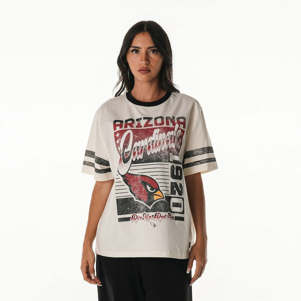 Arizona Cardinals The Wild Collective Women's Vintage Drop Shoulder Oversized Boyfriend T-Shirt Cream