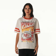 Kansas City Chiefs The Wild Collective Women's Vintage Drop Shoulder Oversized Boyfriend T-Shirt Cream