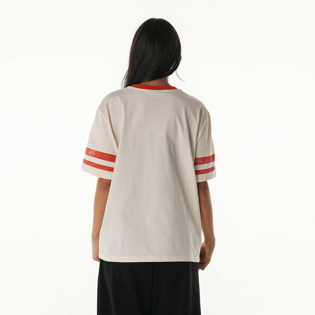 Kansas City Chiefs The Wild Collective Women's Vintage Drop Shoulder Oversized Boyfriend T-Shirt Cream